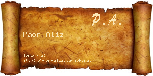 Paor Aliz névjegykártya